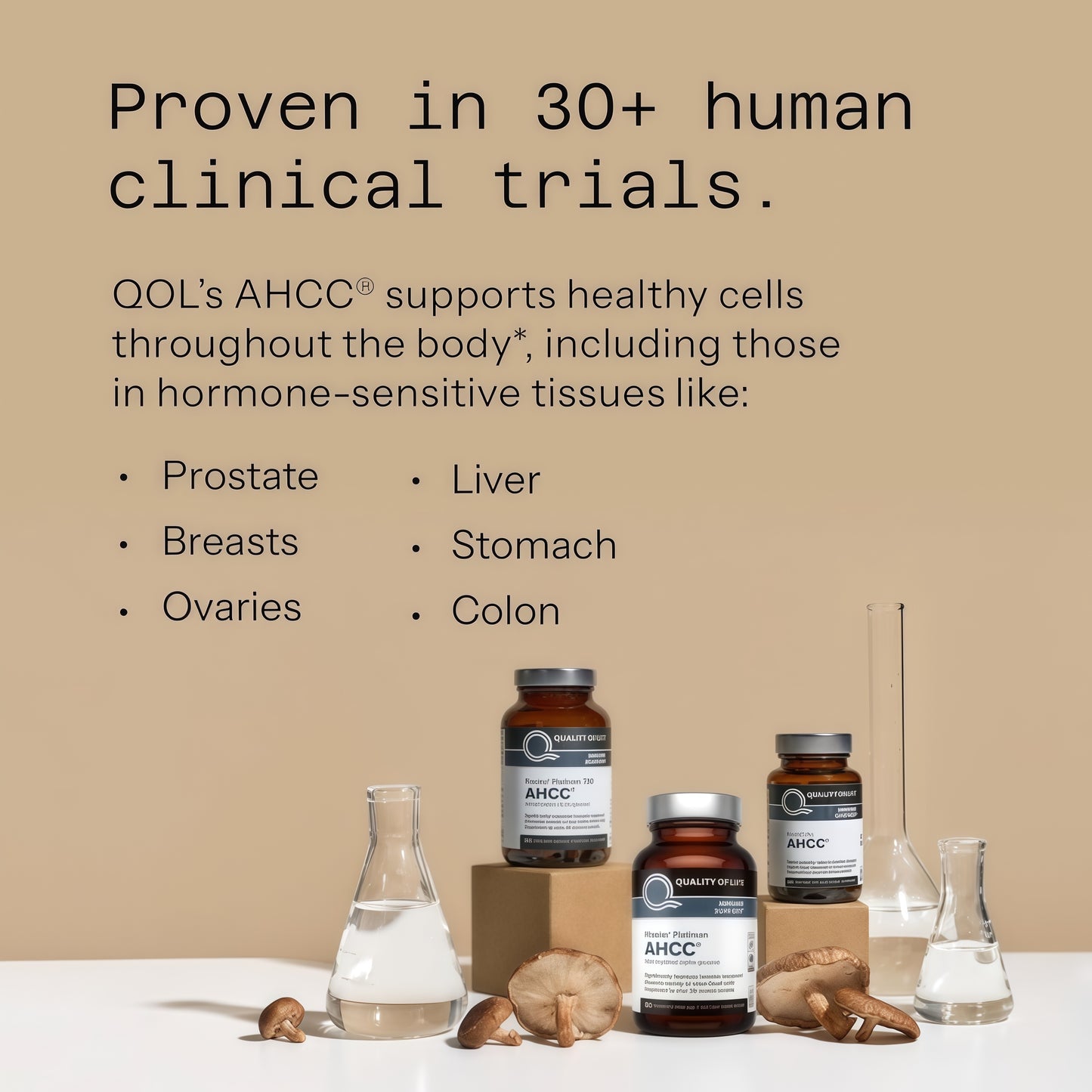 Quality of Life Premium Kinoko Platinum AHCC Herbal Supplement, 750mg per Capsule, for Immune Support, Liver Function, Maintains Natural Killer Cell Activity, Pack of 1, 60 Veggie Capsules